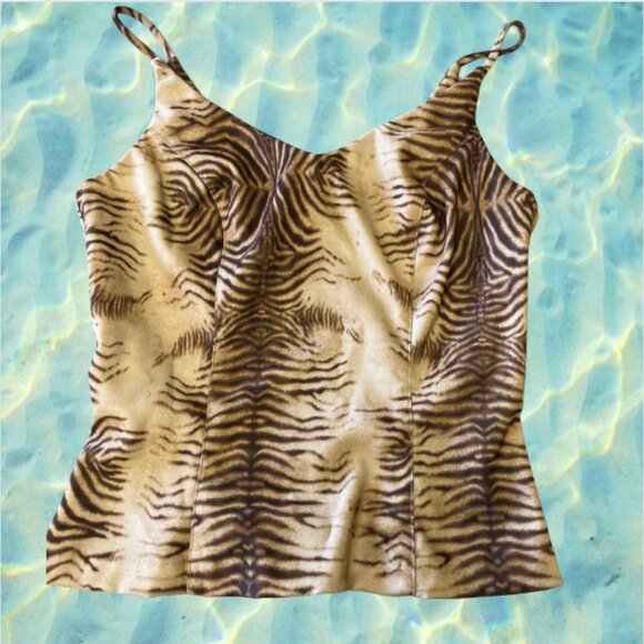 Vintage 1990s Y2K By Choice California Tiger Stripe Mini Top & Skirt Set - Picture 2 of 7